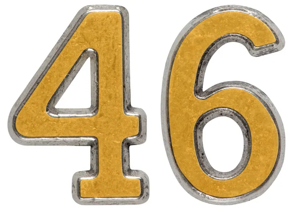 Metalowe liczebnik 46, czterdzieści sześć, izolowana na białym tle — Zdjęcie stockowe