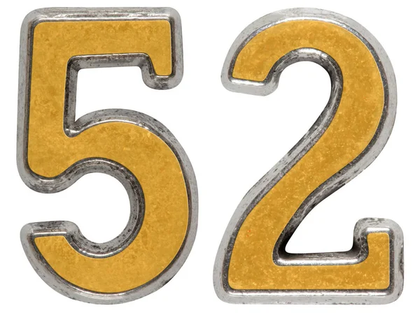 Metalowe liczebnik 52, pięćdziesiąt dwa, na białym tle — Zdjęcie stockowe