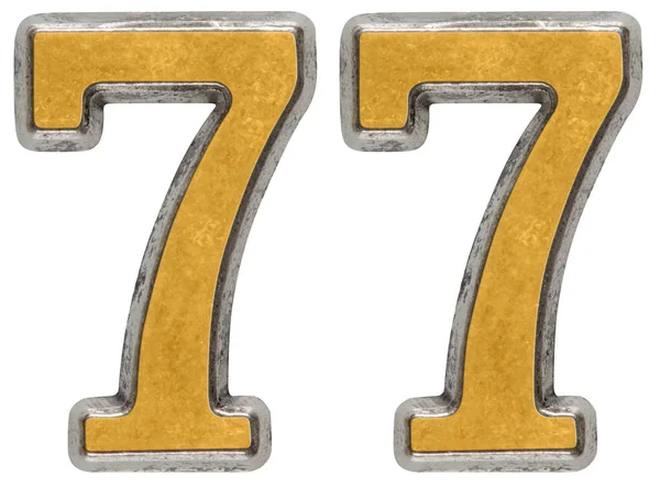 Metal numeral 77, seventy-sevendigit; isolated on white backgrou — Stock Photo, Image