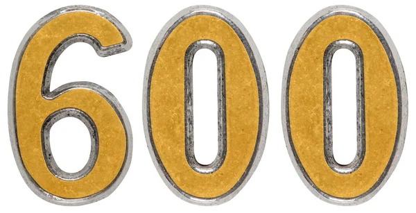 Metal numeral 600, seiscentos, isolado sobre fundo branco — Fotografia de Stock