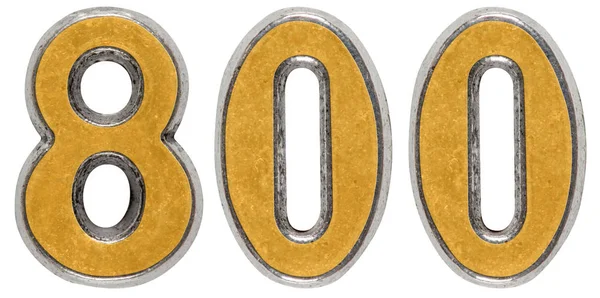 Número de metal 800, ochocientos, aislado sobre fondo blanco — Foto de Stock