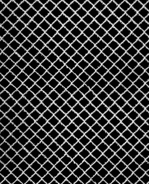 Metal net üzerinde blac izole buz hoarfrost, kristalleri tarafından kapsanan