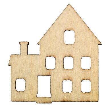 Beyaz arka plan üzerinde izole Ahşap evin cephe