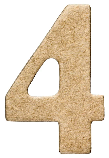 4, quatro, numeral a partir de papelão, isolado sobre fundo branco — Fotografia de Stock