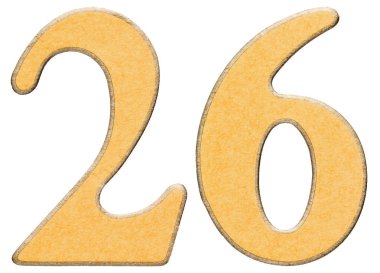 26, yirmi altı, sarı INSERT, ISO ile kombine ahşap rakam