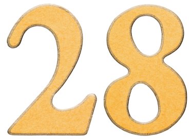 28, yirmi sekiz, sarı INSERT ile kombine ahşap rakam ben