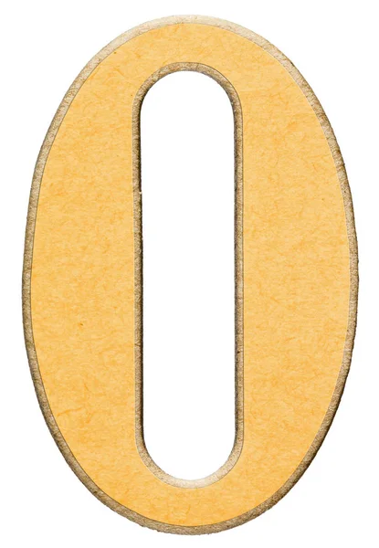 0, číslicí nula, ze dřeva v kombinaci s žlutou vložkou, izolované na — Stock fotografie