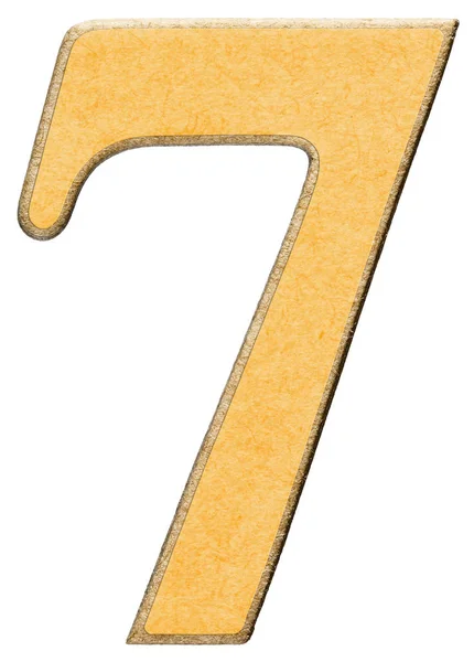 7 hét szám kombinált sárga betéttel, fa elszigetelt o — Stock Fotó
