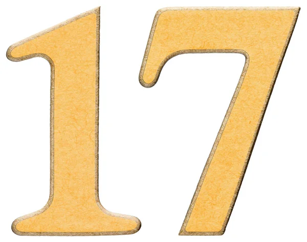 17, tujuh belas, angka kayu dikombinasikan dengan sisipan kuning, isol — Stok Foto