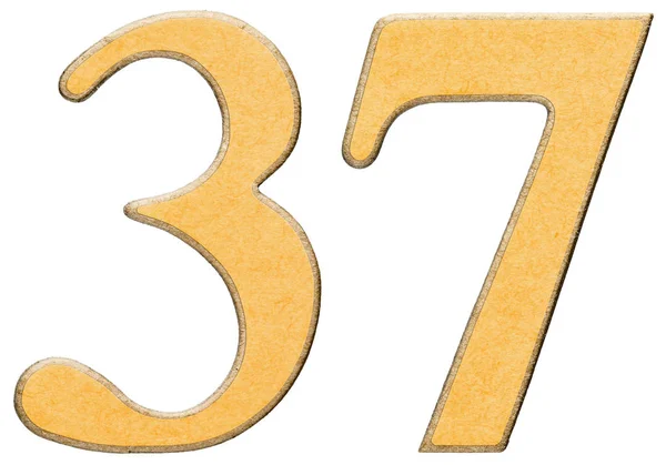 37，37，数词的木材结合黄色的插入，我 — 图库照片