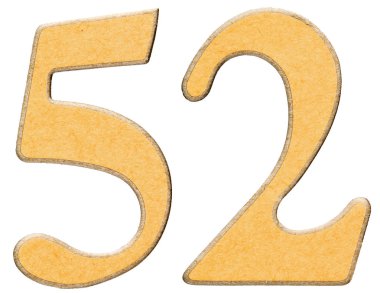 52, elli iki, sarı INSERT, isol ile kombine ahşap rakam