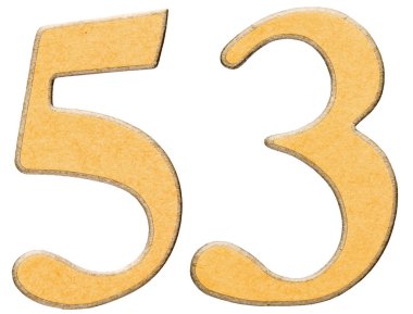 53, elli üç, sarı INSERT ile kombine ahşap rakam 's