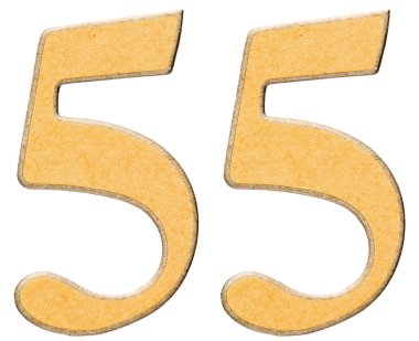 55, elli beş, sarı INSERT, ISO ile kombine ahşap rakam