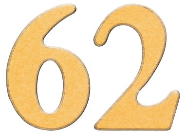 62, altmış iki, sarı INSERT, isol ile kombine ahşap rakam