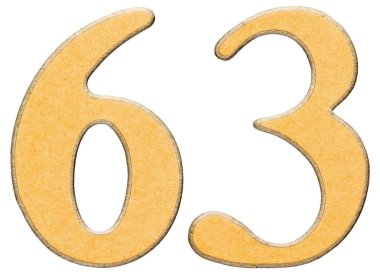 63, altmış üç, sarı INSERT ile kombine ahşap rakam 's