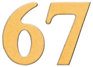 67, altmış yedi, sarı INSERT ile kombine ahşap rakam