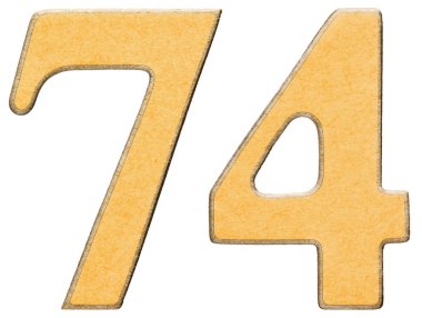 74, yetmiş dört, sarı INSERT ile kombine ahşap rakam ben