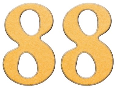 88, seksen sekiz, sarı INSERT ile kombine ahşap rakam ben