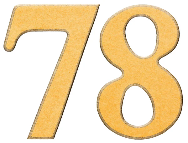 78, seventy eight, numeral of wood combined with yellow insert, — Stock Photo, Image