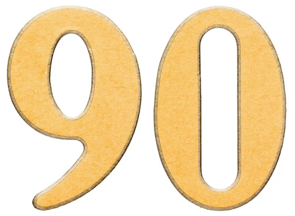90, kilencven, szám kombinált sárga betéttel, fa elkülönítése — Stock Fotó