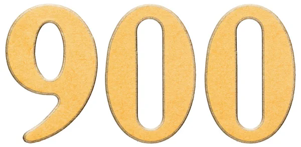900, neunhundert, Ziffer aus Holz kombiniert mit gelbem Einsatz, — Stockfoto