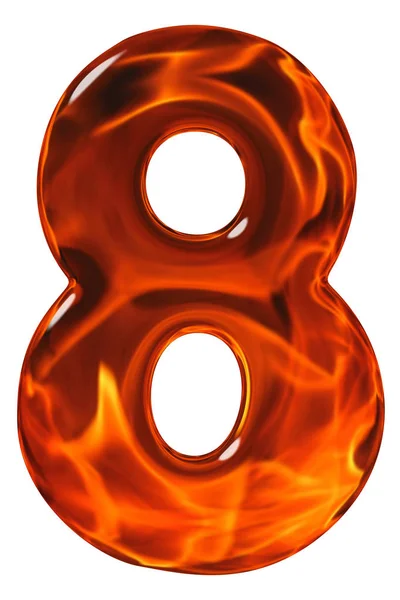 8, oito, numeral de vidro com um padrão abstrato de um flami — Fotografia de Stock