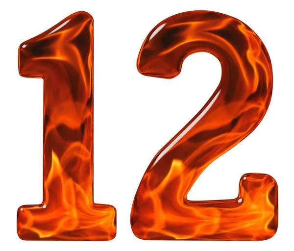 12, doze, numeral de vidro com um padrão abstrato de uma fla — Fotografia de Stock