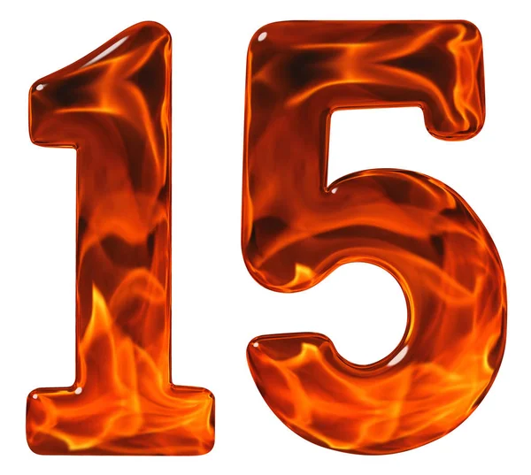 15, quinze, numeral de vidro com um padrão abstrato de um fl — Fotografia de Stock