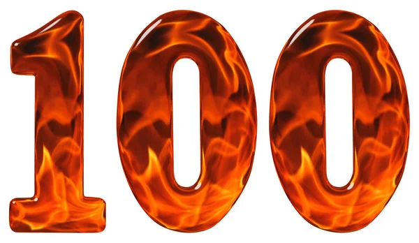 100, 한 백, 숫자, 모조 유리, 타오르는 불, 나 — 스톡 사진