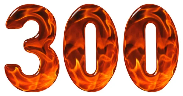 300, trescientos, numeral, vidrio de imitación y un fuego ardiente , —  Fotos de Stock