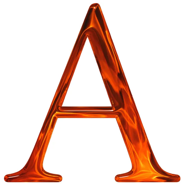 Letter A - de geëxtrudeerde hoofdletters van glas met patroon vlam, ik — Stockfoto