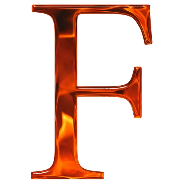 Κεφαλαίο γράμμα F - η εξώθηση του γυαλιού με μοτίβο φλόγα, εγώ — Φωτογραφία Αρχείου