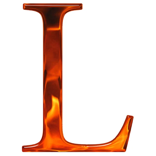 Uppercase letter L - the extruded of glass with pattern flame, i — Stock Photo, Image
