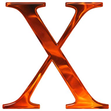 Büyük harf harf X - haddelenmiş cam ile desen alev, ben