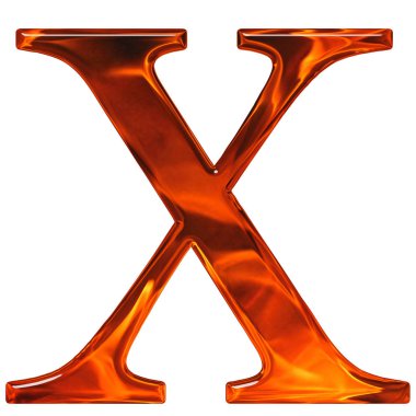 Küçük harf x - haddelenmiş cam ile desen alev, ben