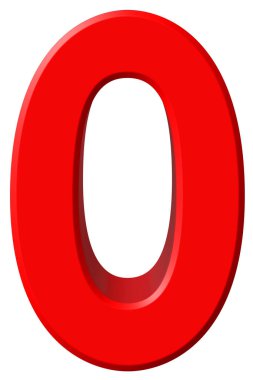 Rakamı 0, zero, beyaz arka plan üzerinde 3d render izole
