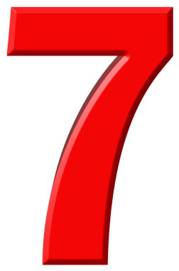 Rakamı 7, yedi, beyaz arka plan üzerinde 3d render izole