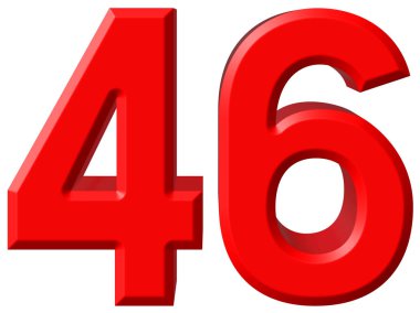 Beyaz arka plan üzerinde 3d render izole rakamı 46, kırk altı,