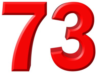 Beyaz arka plan üzerinde 3d izole rakamı 73, yetmiş üç, parçalamak