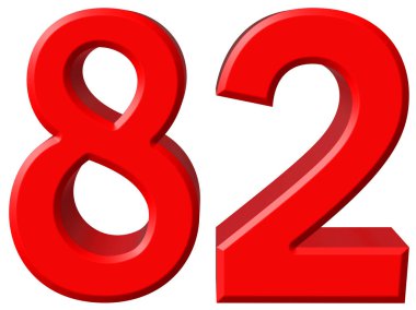 Beyaz arka plan üzerinde 3d render izole rakamı 82, seksen iki,