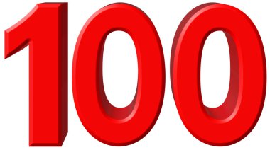 Beyaz arka plan üzerinde 3d rende izole rakamı 100, 100,