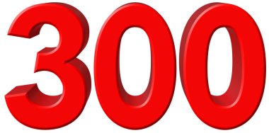 Beyaz arka plan üzerinde 3d ren izole rakamı 300, üç yüz,