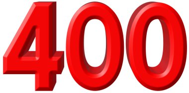 Beyaz arka plan üzerinde 3d izole rakamı 400, dört yüz, parçalamak