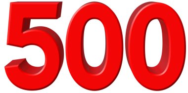 Beyaz arka plan üzerinde 3d izole rakamı 500, 500, parçalamak