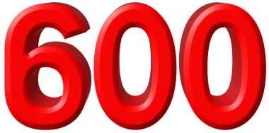 Beyaz arka plan üzerinde 3d rende izole rakamı 600, altı yüz,