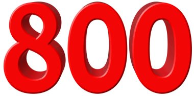 Beyaz arka plan üzerinde 3d ren izole rakamı 800, sekiz yüz,