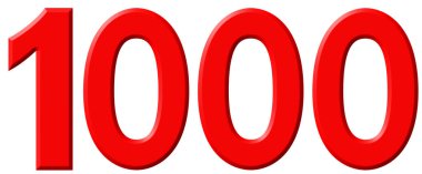 Beyaz arka plan üzerinde 3d ren izole rakamı 1000, 1000,