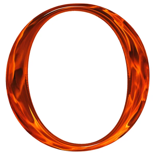 Прописная буква O - экструдированное стекло с пламенным рисунком, i — стоковое фото