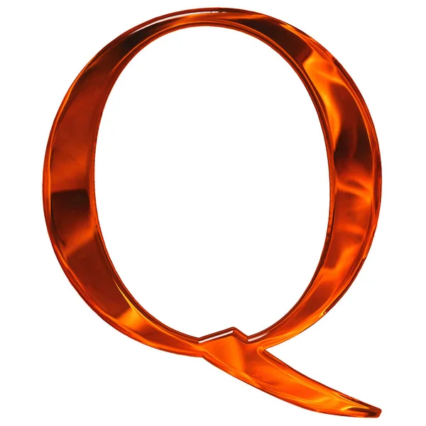 Uppercase letter Q - the extruded of glass with pattern flame, i — Stock Photo, Image