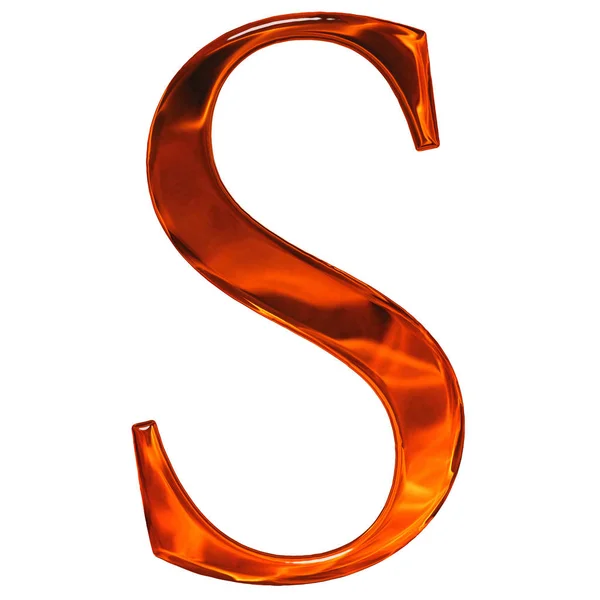 Uppercase letter S - the extruded of glass with pattern flame, i — Stock Photo, Image